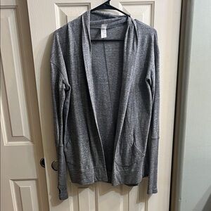 Gray Open Front Cardigan